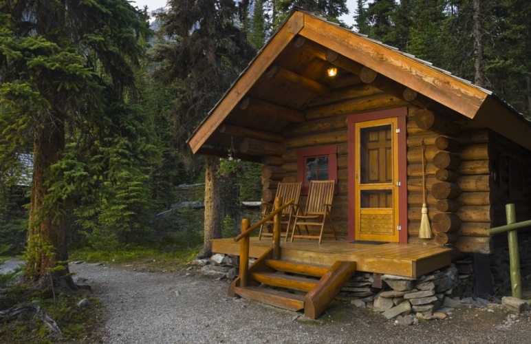 Mini casa in legno nel bosco